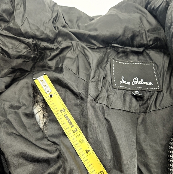 Sam Edelman Walker Hooded Black Long Quilted Puffer Coat Removable Hood - Picture 11 of 13